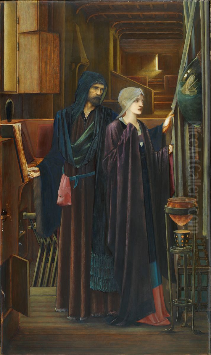 The Wizard Oil Painting by Edward Burne-Jones
