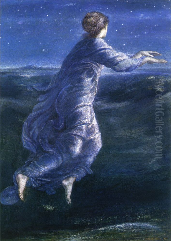 Night Oil Painting by Edward Burne-Jones
