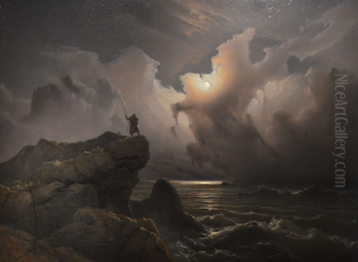 Fantasibilde fra den norske sagatid Oil Painting by Knud Baade