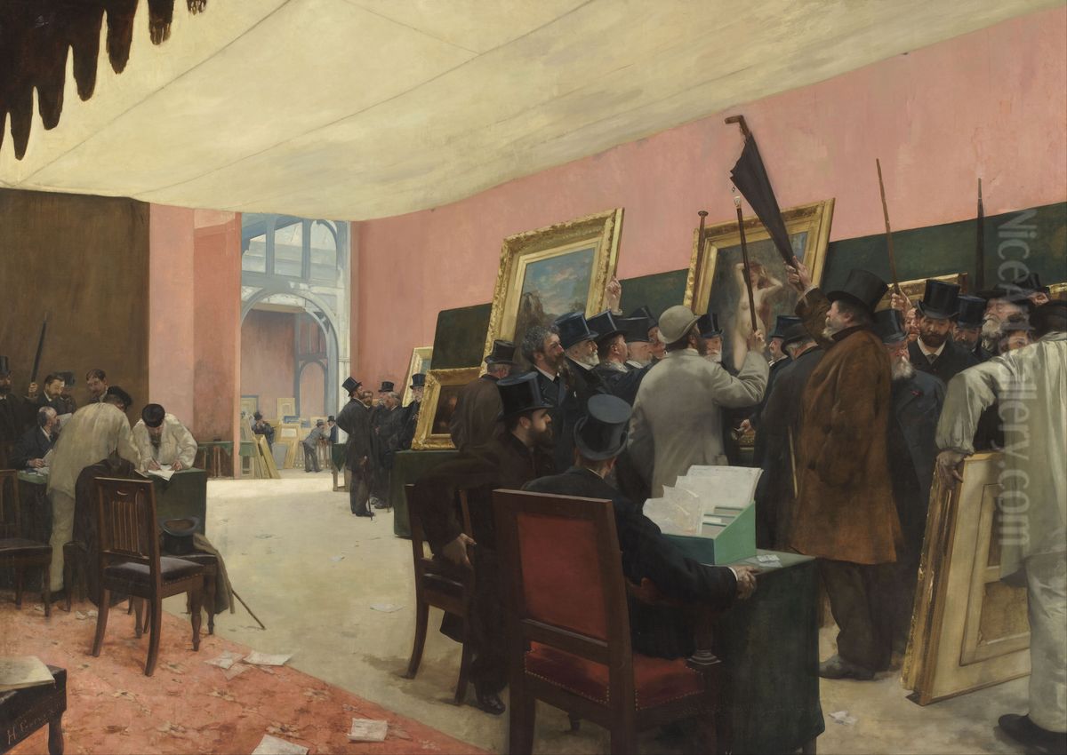 A Session of the Painting Jury Oil Painting by Henri Gervex