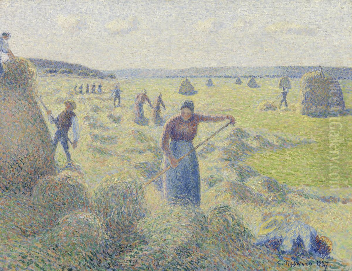 Het hooien, Eragny Oil Painting by Camille Pissarro