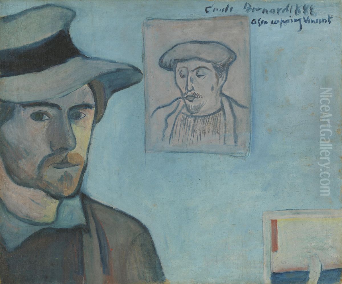 Self-Portrait with Portrait of Gauguin Oil Painting by Emile Bernard