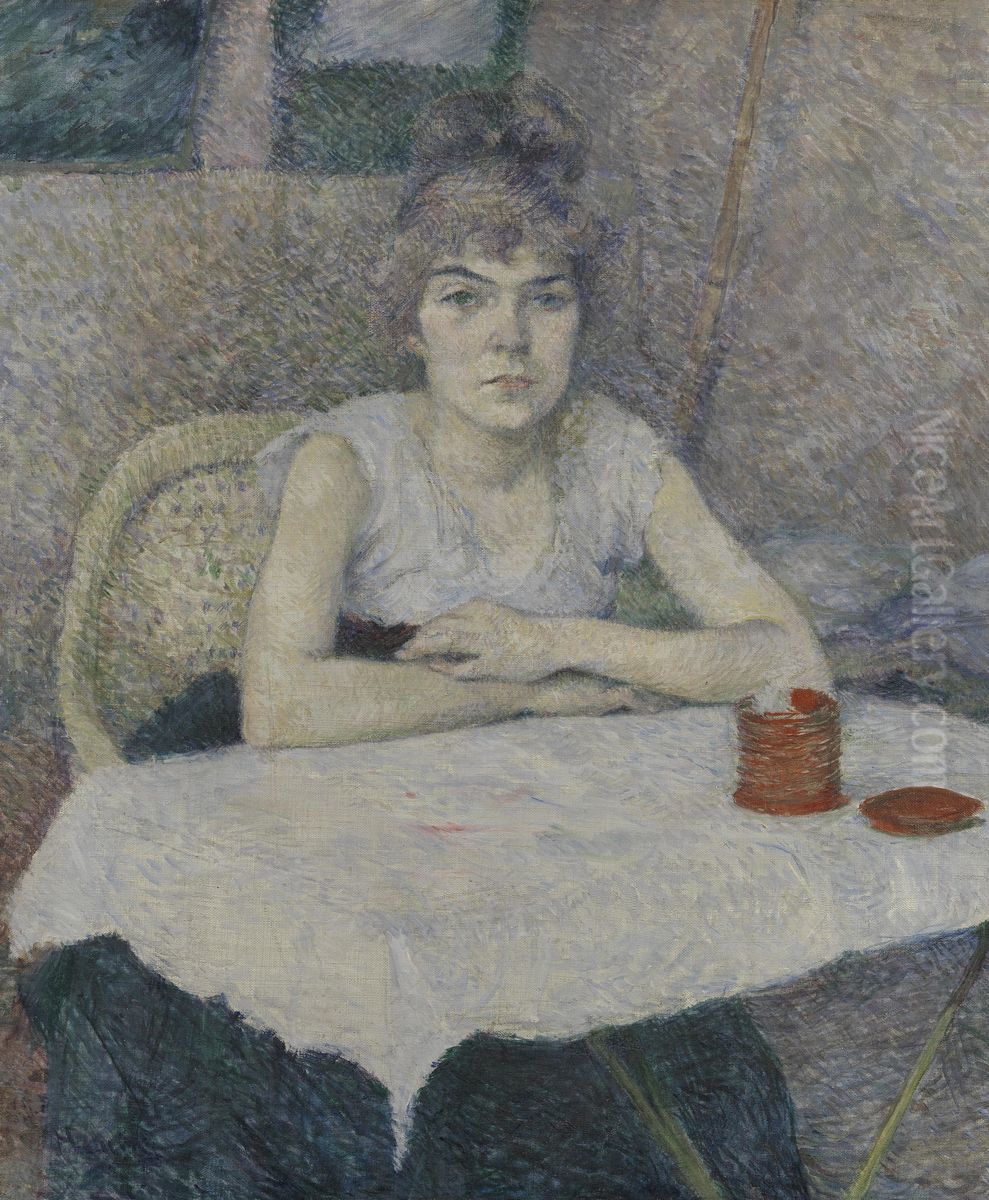 Een jonge vrouw aan tafel, 'Poudre de riz' Oil Painting by Henri De Toulouse-Lautrec
