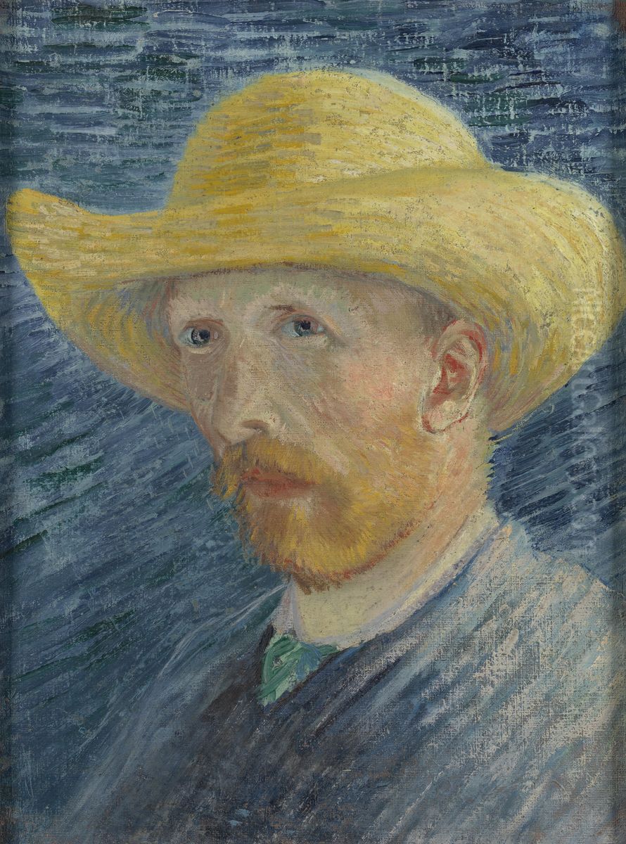 Self-Portrait with Straw Hat Oil Painting by Vincent Van Gogh