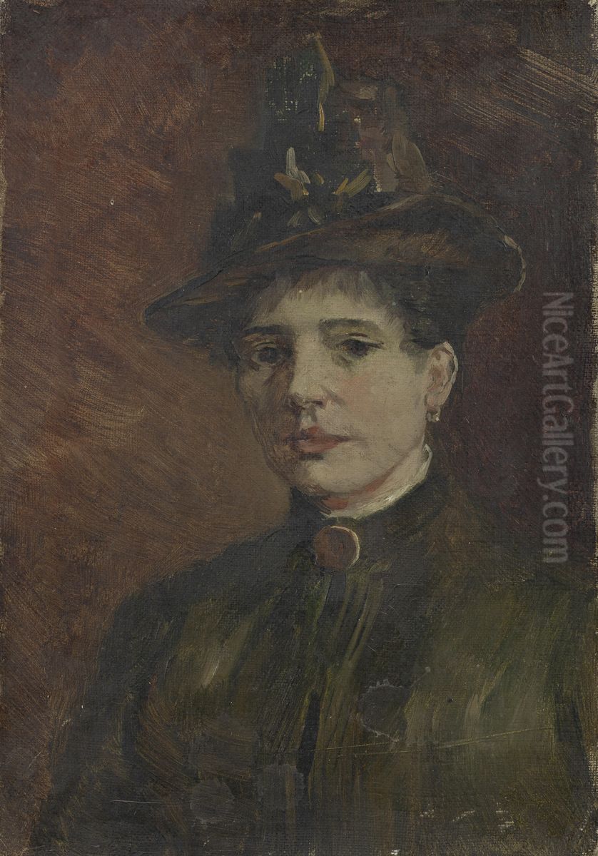Portrait of a woman wearing a hat Oil Painting by Vincent Van Gogh
