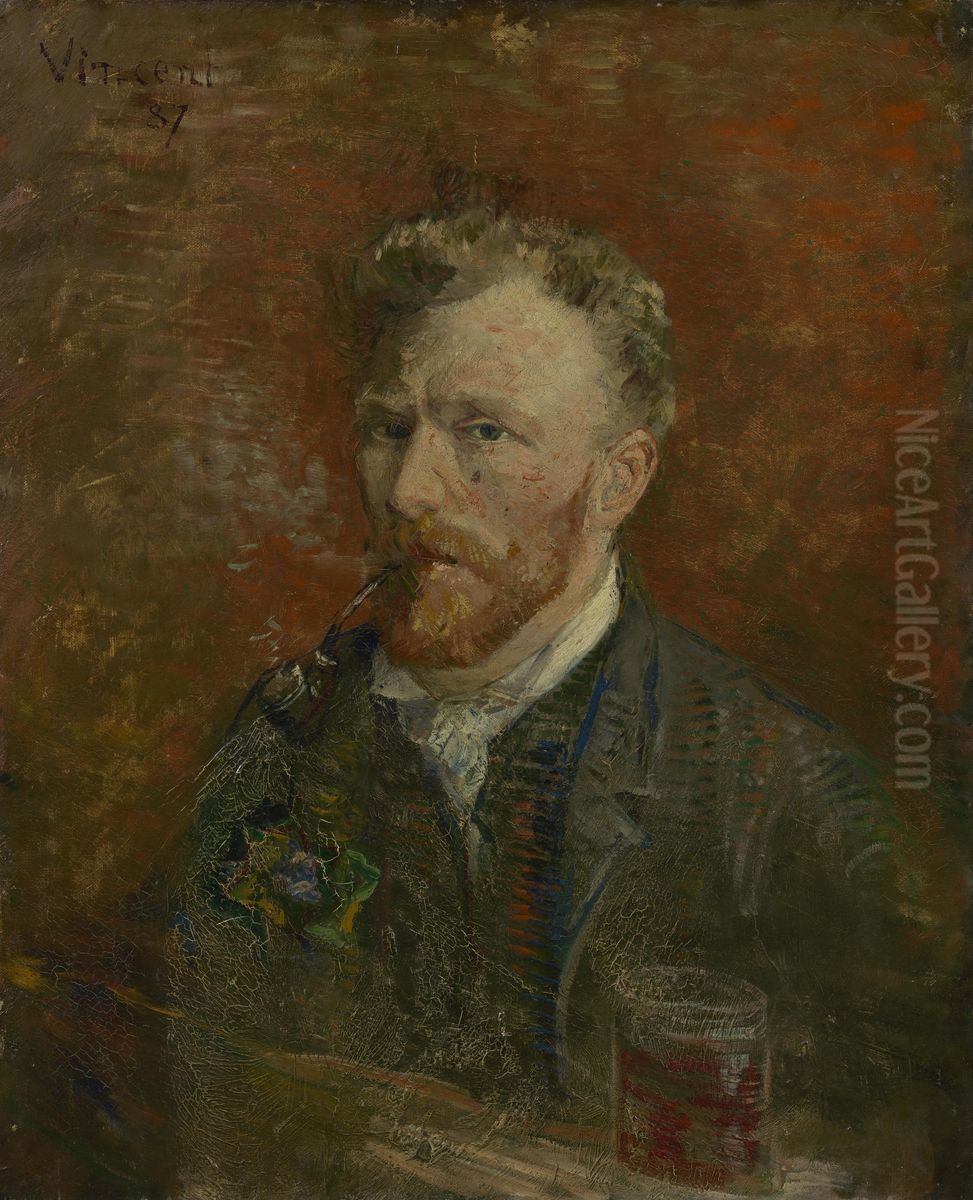 Zelfportret met glas Oil Painting by Vincent Van Gogh