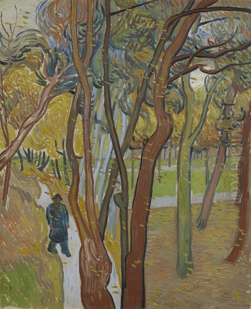 Tuin van de inrichting Saint-Paul ('Het vallen van de bladeren') Oil Painting by Vincent Van Gogh