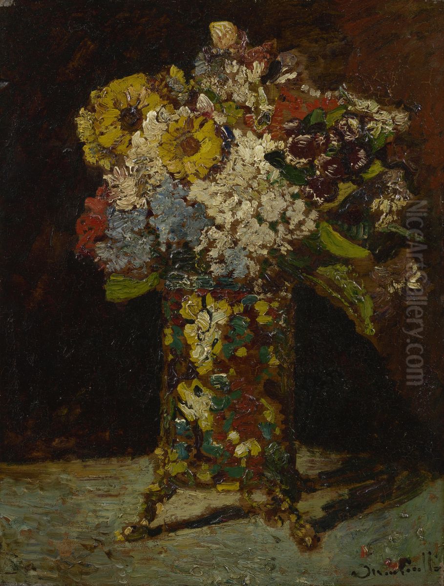 Flower still life Oil Painting by Adolphe Joseph Thomas Monticelli