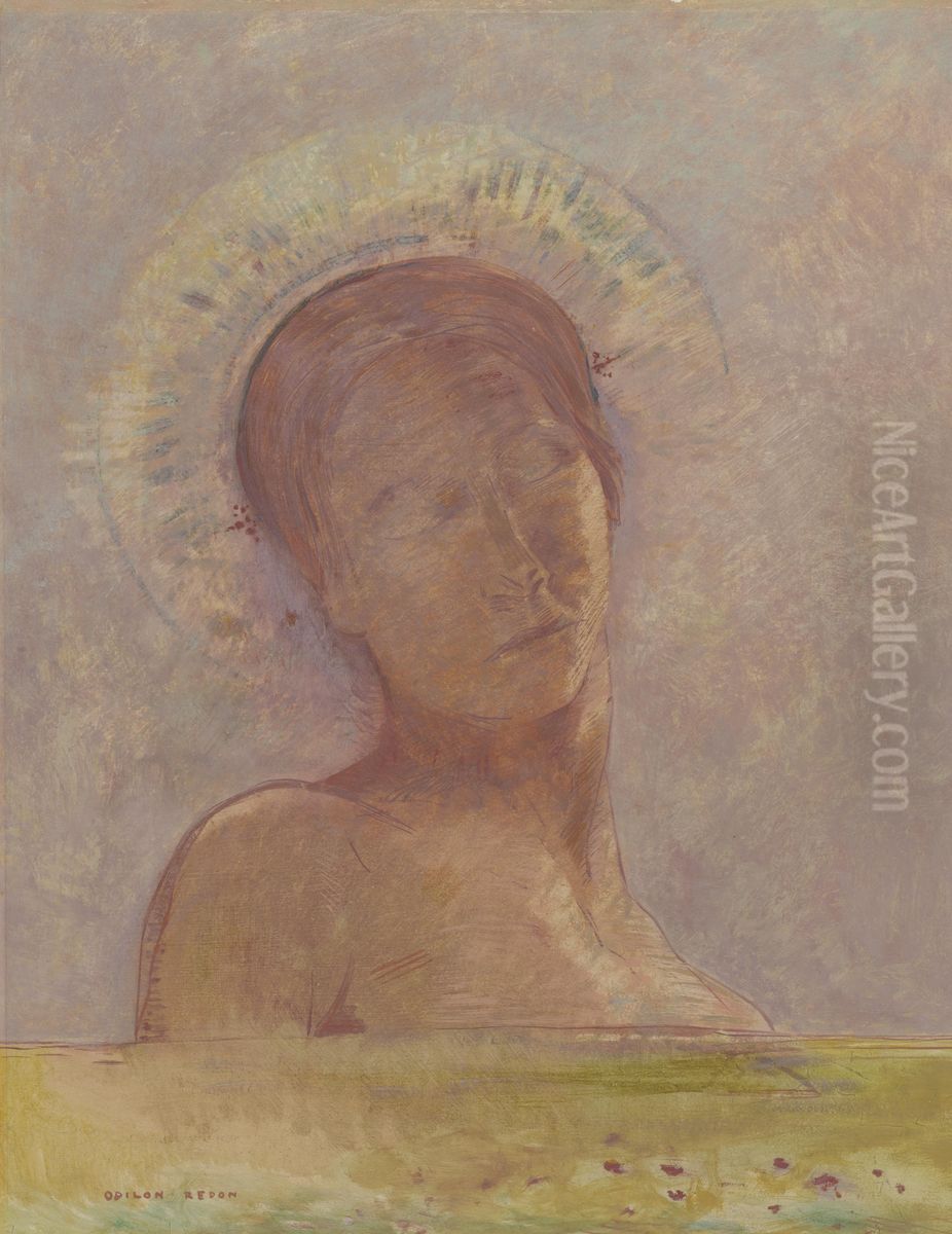 Closed Eyes Oil Painting by Odilon Redon