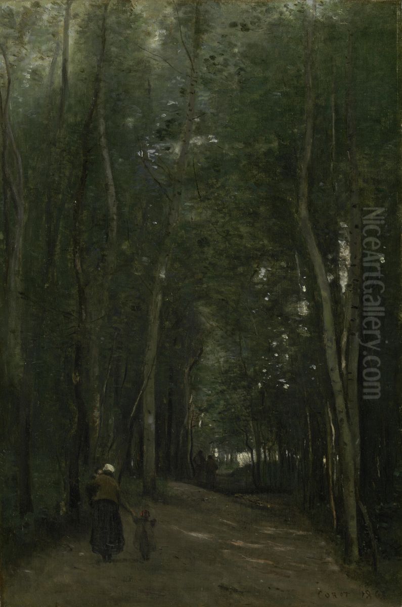 A Path in Saint-Cloud Oil Painting by Jean-Baptiste Camille Corot