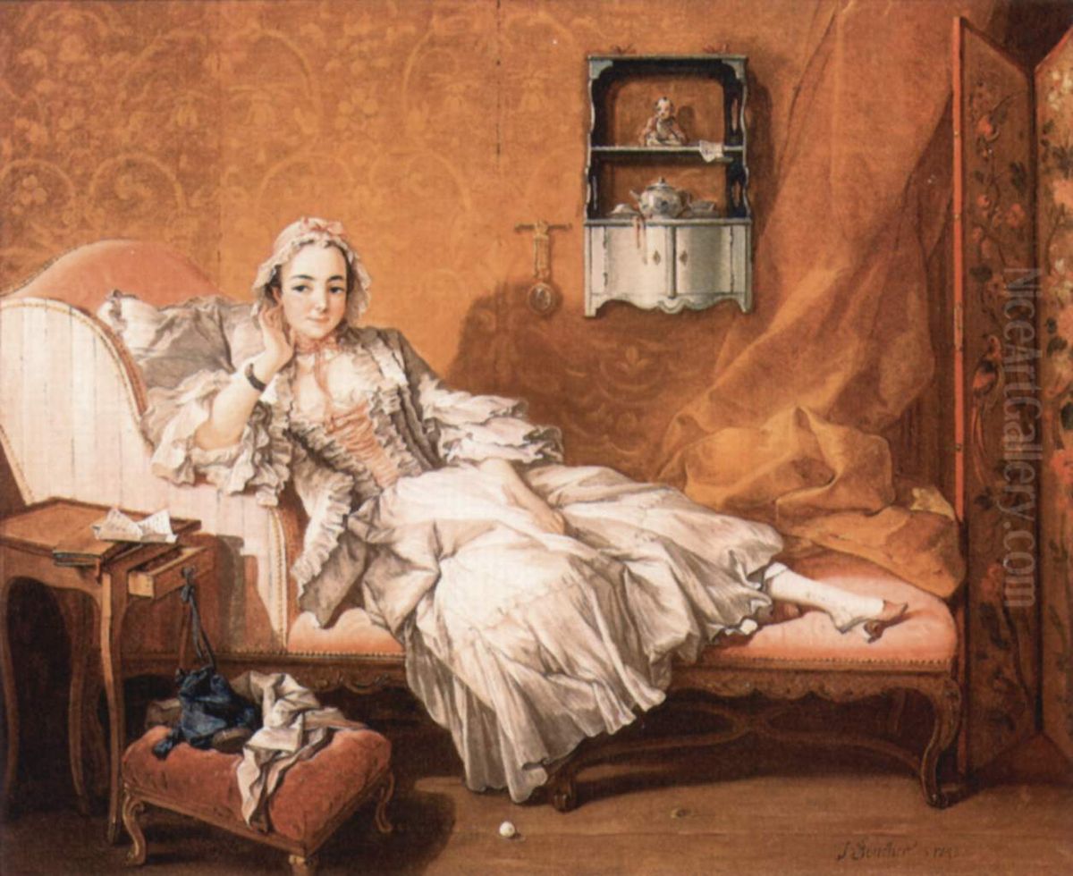 A Lady on Her Day Bed Oil Painting by Francois Boucher