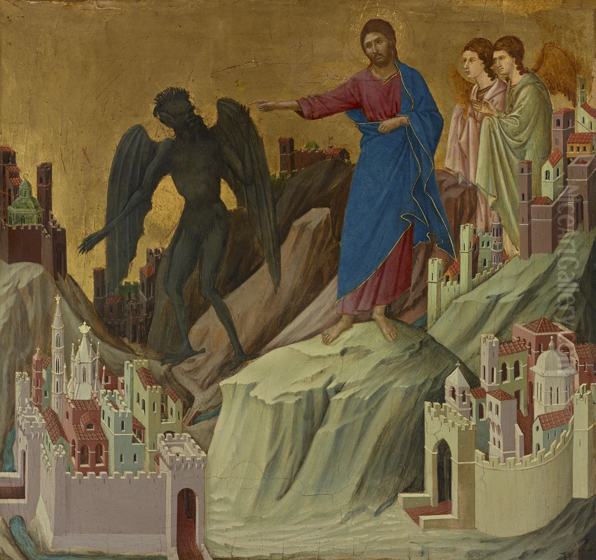 Temptation on the Mount Oil Painting by Duccio Di Buoninsegna