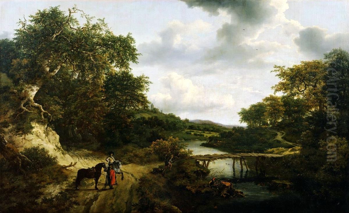 Landscape with a Footbridge Oil Painting by Jacob Van Ruisdael