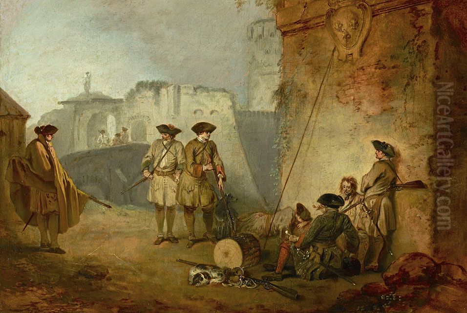 The Portal of Valenciennes Oil Painting by Jean-Antoine Watteau