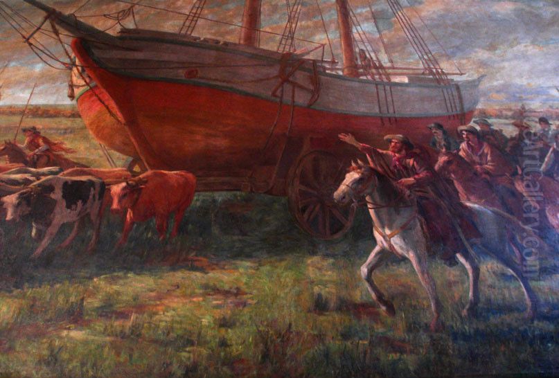 Expedicao a Laguna (detalhe) Oil Painting by Lucilio de Albuquerque