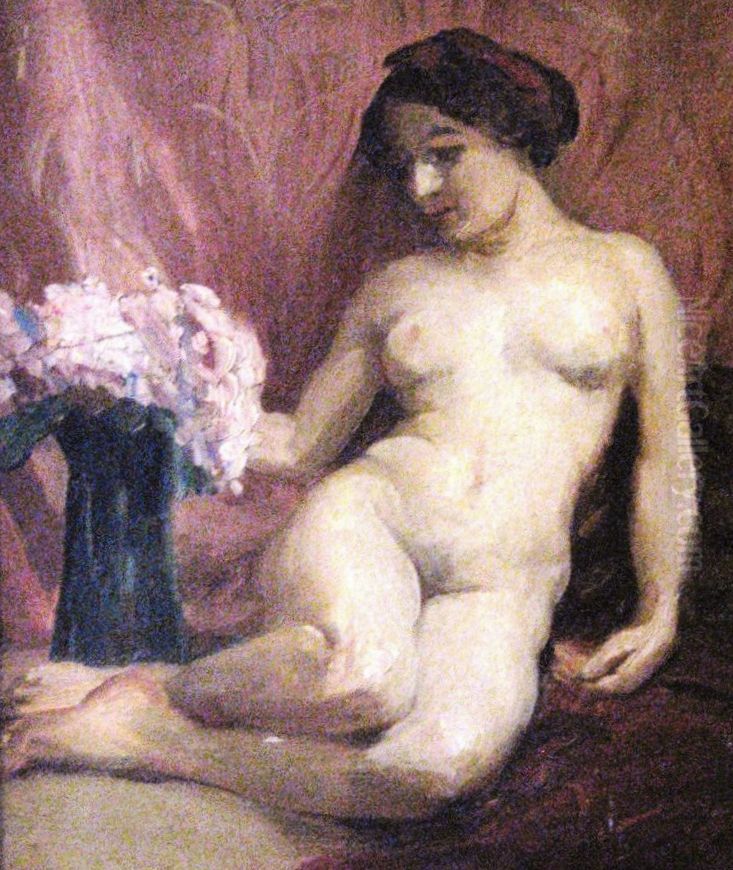 Study of nude Oil Painting by Lucilio de Albuquerque