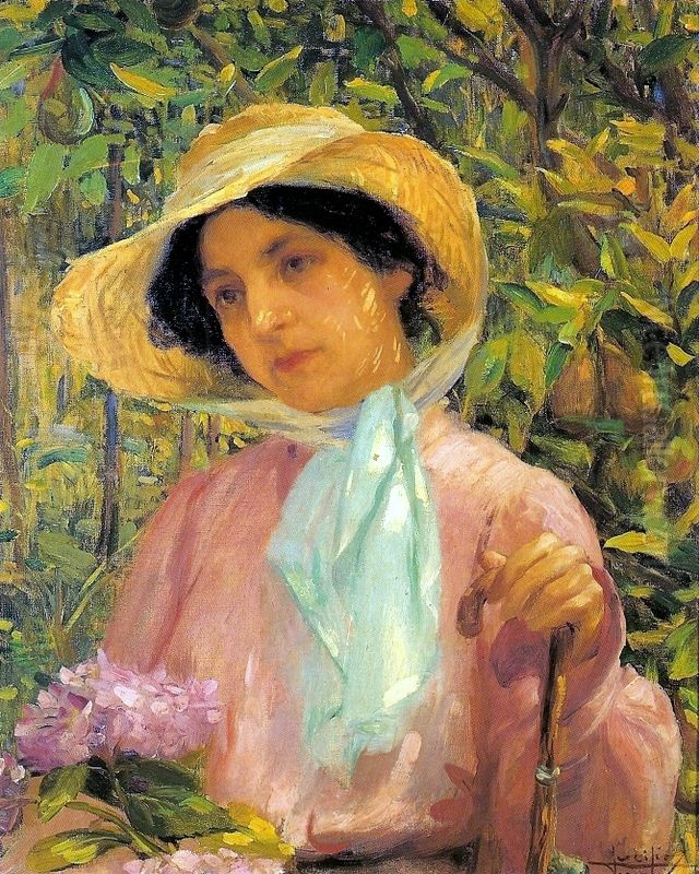 Retrato de Georgina de Albuquerque Oil Painting by Lucilio de Albuquerque