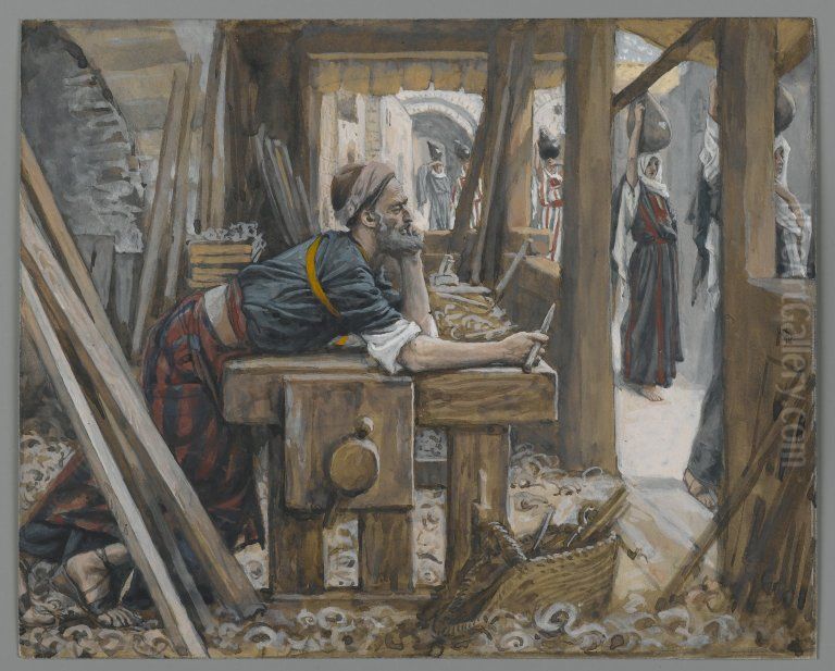 The Anxiety of Saint Joseph Oil Painting by James Jacques Joseph Tissot