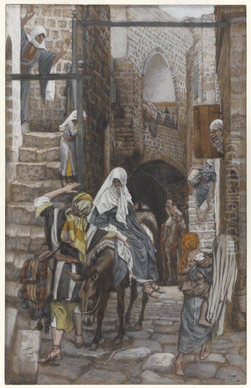 Saint Joseph Seeks a Lodging in Bethlehem Oil Painting by James Jacques Joseph Tissot