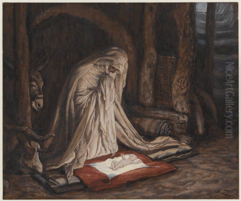 La nativite de Notre-Seigneur Jesus-Christ Oil Painting by James Jacques Joseph Tissot