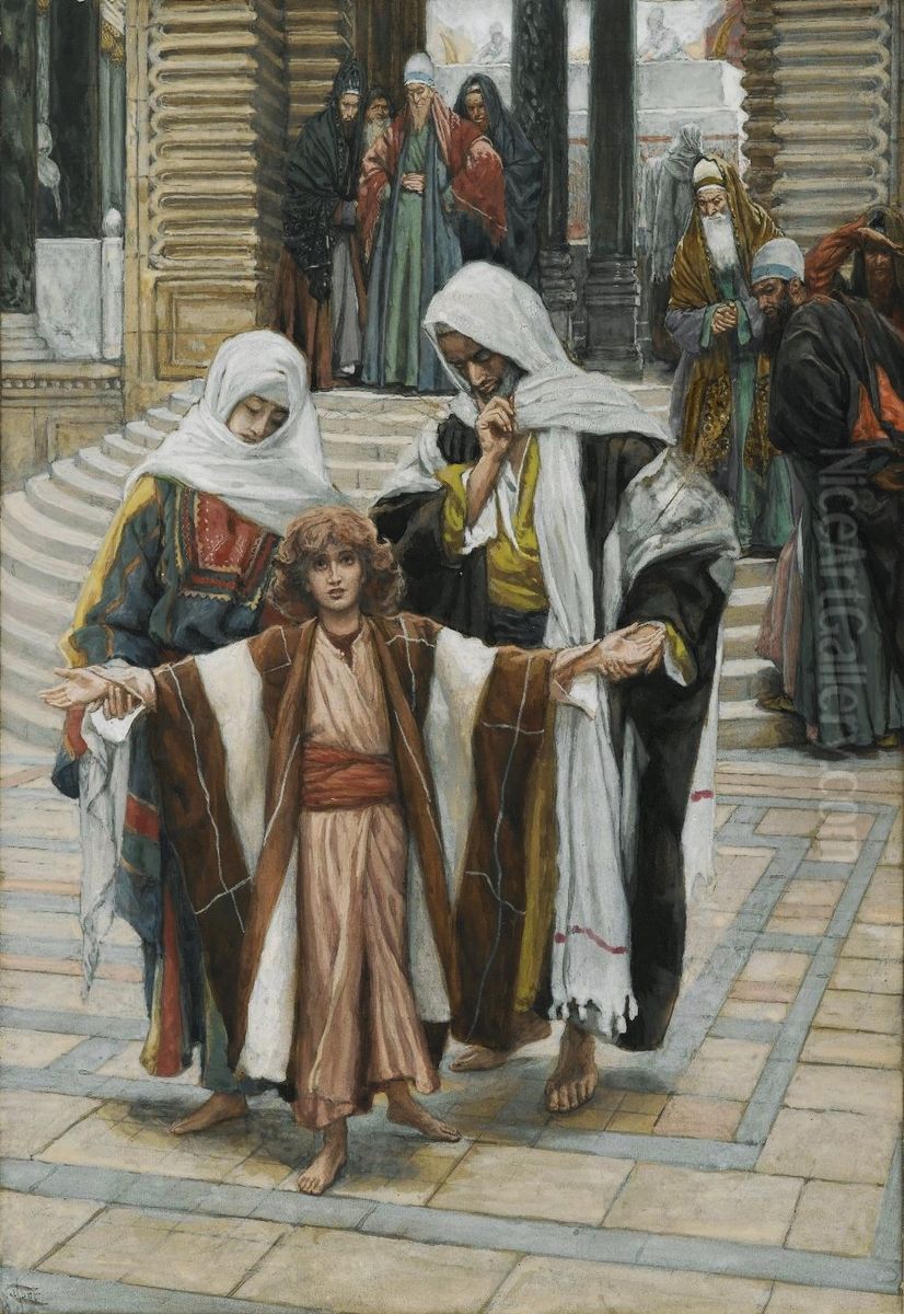 Jesus Found in the Temple Oil Painting by James Jacques Joseph Tissot