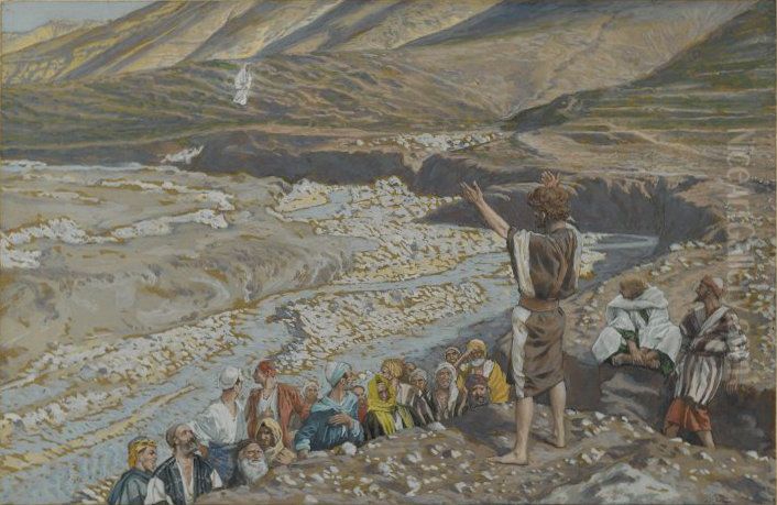 Saint Jean-Baptiste voit Jesus de loin Oil Painting by James Jacques Joseph Tissot
