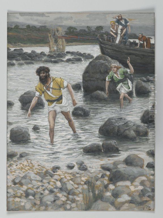 Vocation de Saint Jacques et de Saint Jean Oil Painting by James Jacques Joseph Tissot