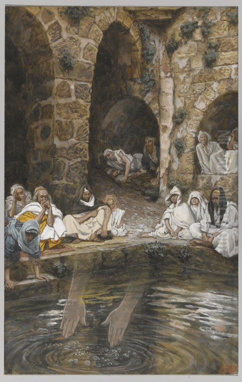 La piscine probatique ou de Bethesda Oil Painting by James Jacques Joseph Tissot