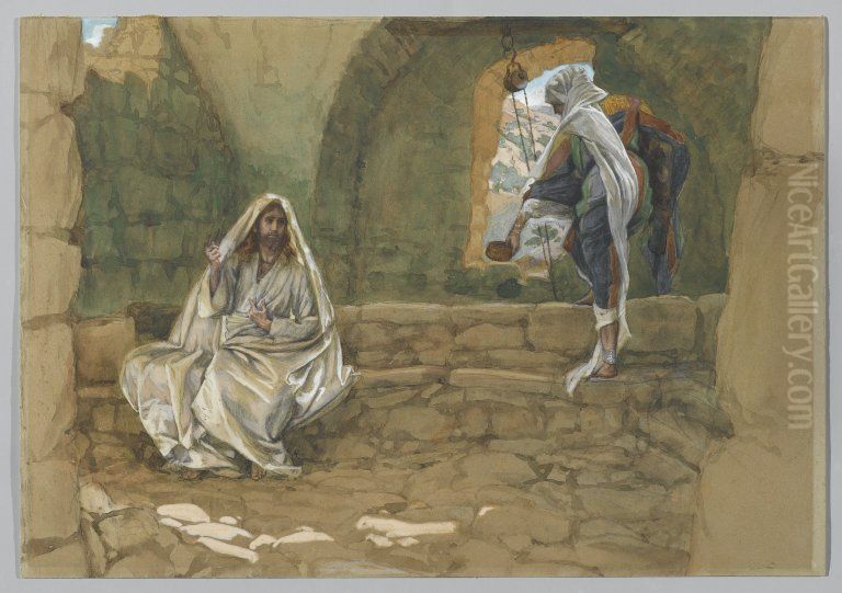 La Samaritaine a la fontaine Oil Painting by James Jacques Joseph Tissot