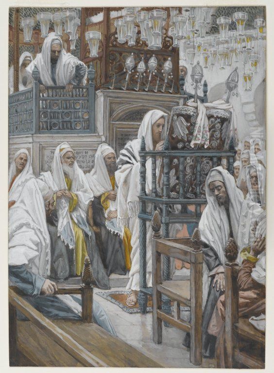 Jesus dans la synagogue deroule le livre Oil Painting by James Jacques Joseph Tissot
