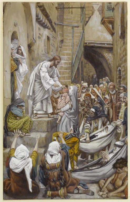 All the City Was Gathered at His Door Oil Painting by James Jacques Joseph Tissot