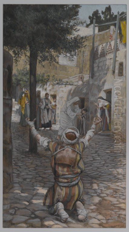 Guerison des lepreux a Capernaum Oil Painting by James Jacques Joseph Tissot