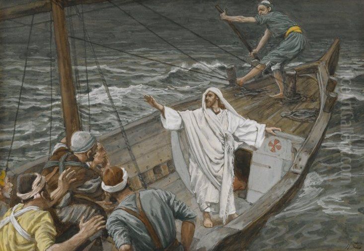 Jesus Stilling the Tempest Oil Painting by James Jacques Joseph Tissot