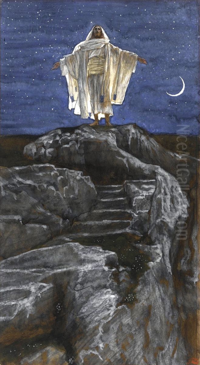 Jesus monte seul sur une montagne pour prier Oil Painting by James Jacques Joseph Tissot