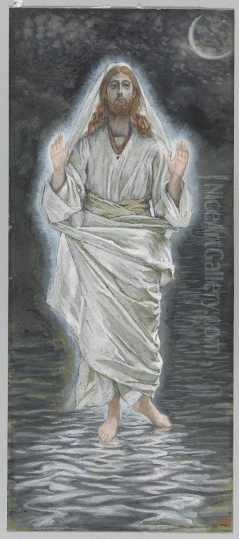 Jesus marche sur la mer Oil Painting by James Jacques Joseph Tissot