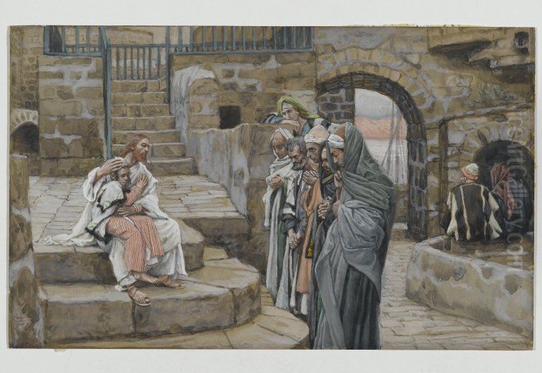 Jesus et le petit enfant Oil Painting by James Jacques Joseph Tissot