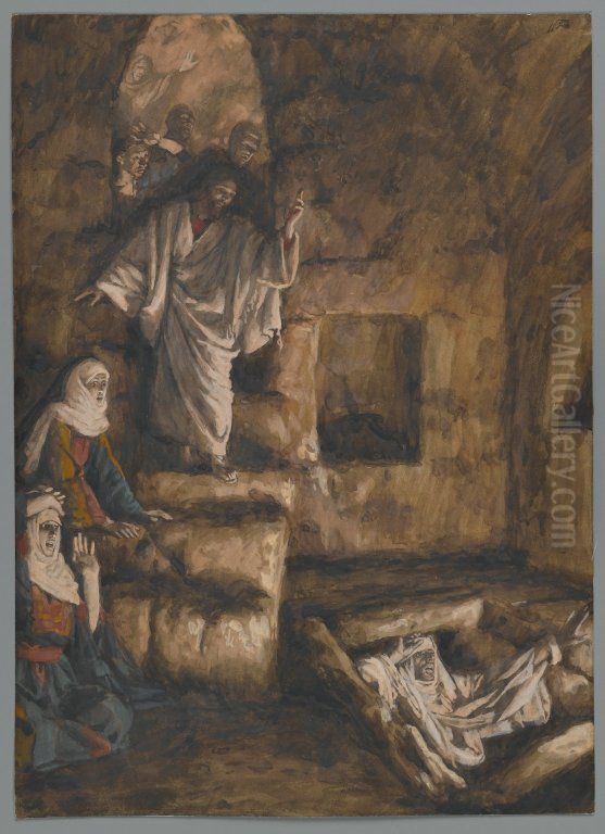 La resurrection de Lazare Oil Painting by James Jacques Joseph Tissot