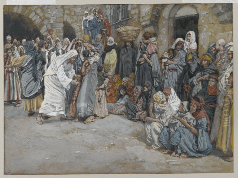Suffer the Little Children to Come unto Me Oil Painting by James Jacques Joseph Tissot