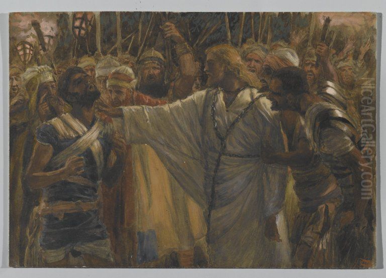 The Healing of Malchus Oil Painting by James Jacques Joseph Tissot