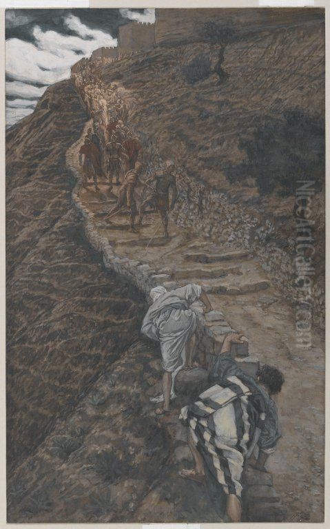 Saint Peter and Saint John Follow from Afar Oil Painting by James Jacques Joseph Tissot