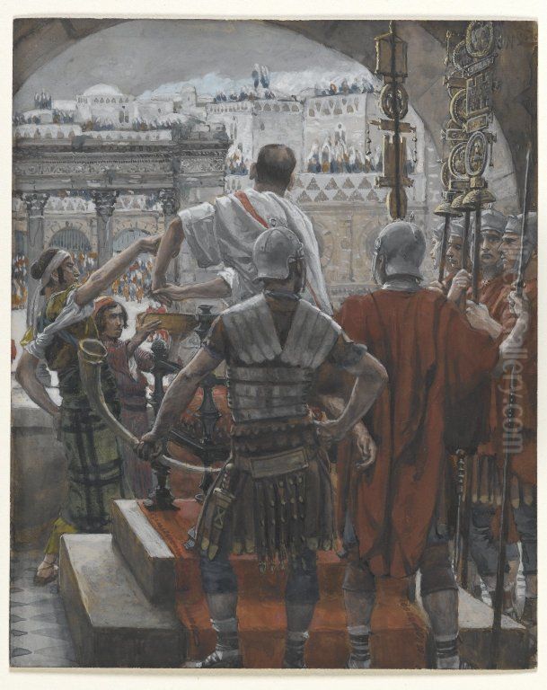 Pilate se lave les mains Oil Painting by James Jacques Joseph Tissot