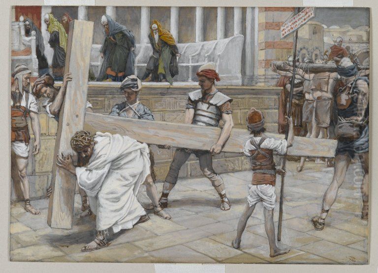 Jesus charge de la Croix Oil Painting by James Jacques Joseph Tissot