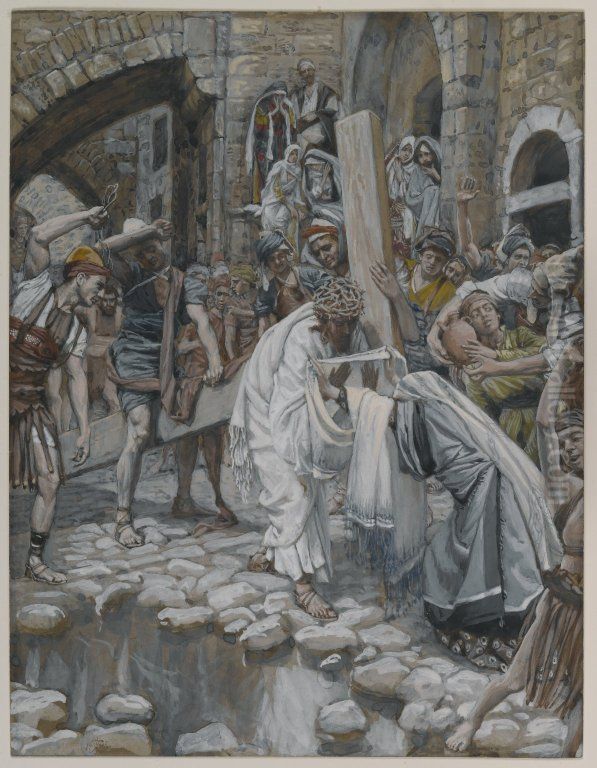 A Holy Woman Wipes the Face of Jesus Oil Painting by James Jacques Joseph Tissot