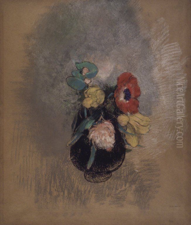 Anemones et Tulipes Oil Painting by Odilon Redon