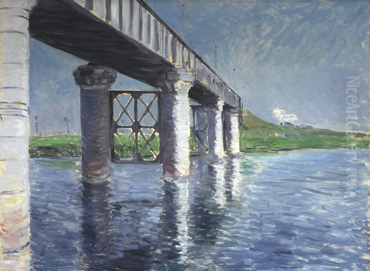 The Seine and the Railroad Bridge at Argenteuil Oil Painting by Gustave Caillebotte