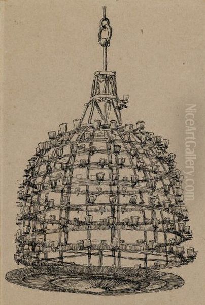 Eclairage d'interieur, lanterne supspendue de mosquee, mosquee d'El-Aksa Oil Painting by James Jacques Joseph Tissot