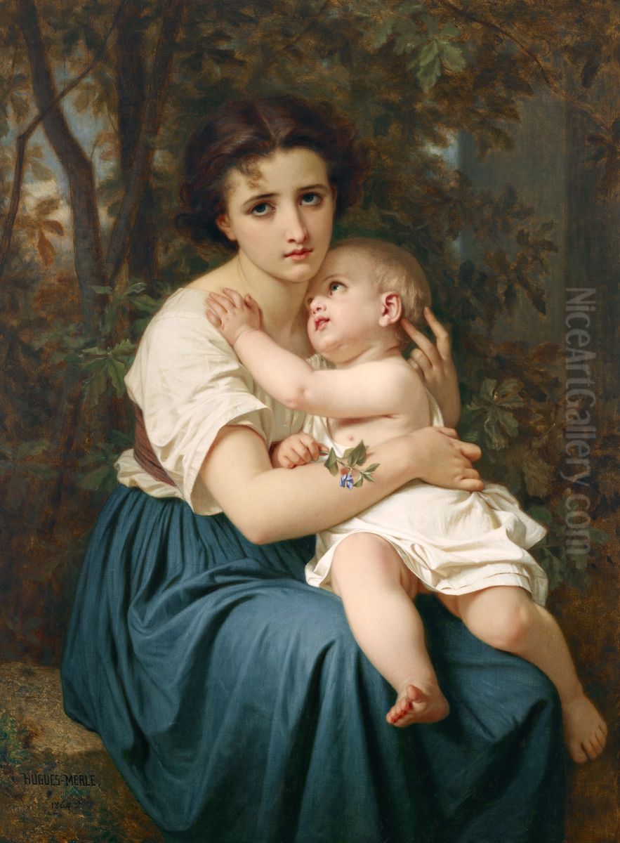 Thoughts of the Future Oil Painting by Hugues Merle