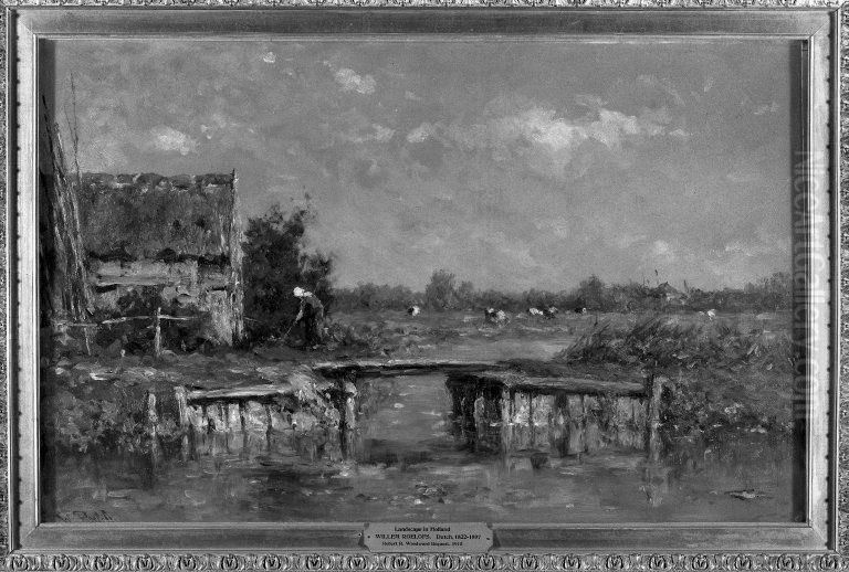 A Farm in Holland Oil Painting by Willem Roelofs