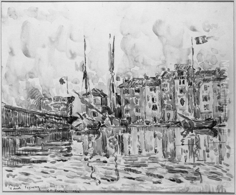 The Port of St. Tropez Oil Painting by Paul Signac