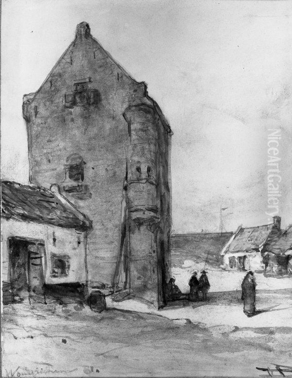 Castle by the Sea, Woudrichem Oil Painting by Johannes Bosboom